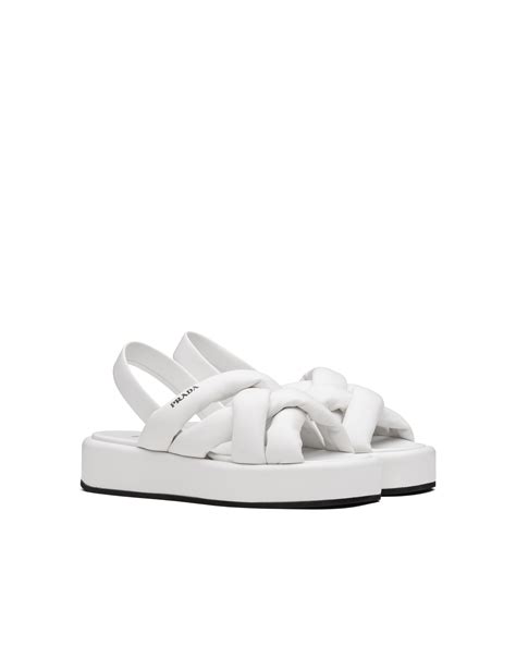 prada sandals white|Prada denim sandals.